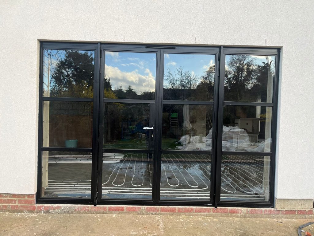 Four Pane Steel Look Door Close Up
